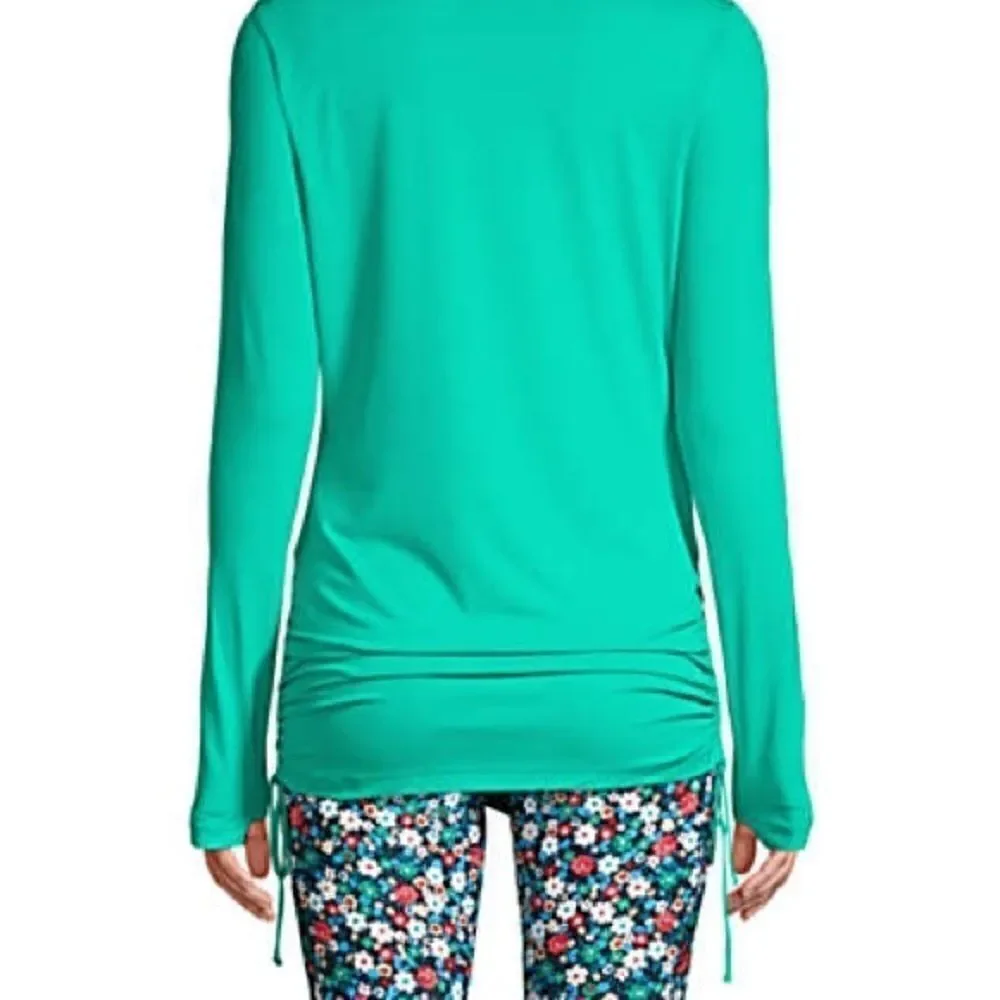 Land’s End Plus Regular Sizes Coverup Ruched Rashguard tunic Green Various